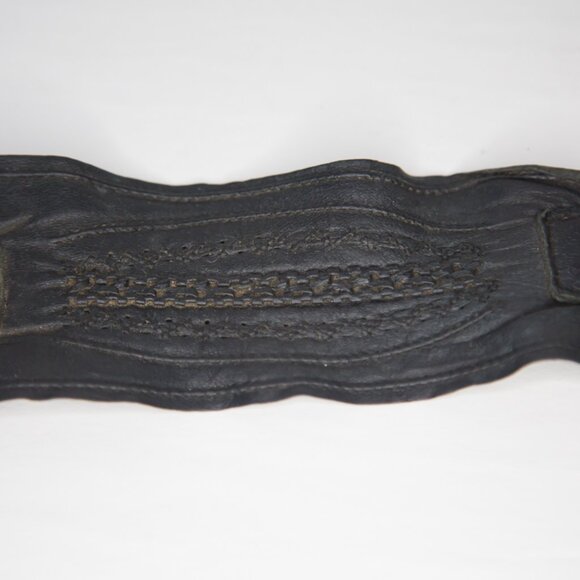 SOLD Vintage Max Studio Black Leather Punk Gothic Buckle Cuff Bracelet - Picture 6 of 9